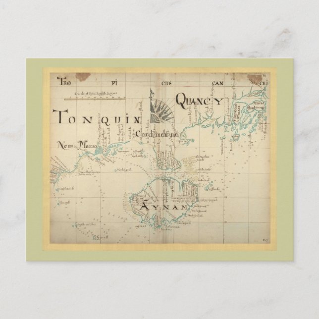 Eine authentische 1690 Pirate Map Postkarte (Vorderseite)