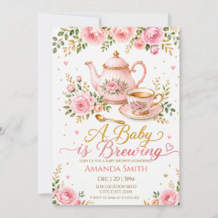 Eine Babybrauerei Florale Teeparty-Baby-Party Einladung
