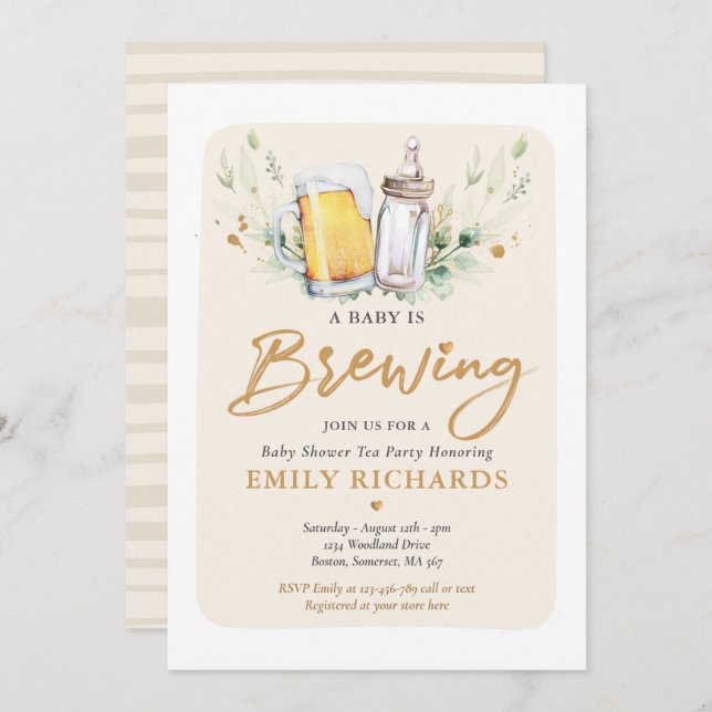 Eine Babynahrung ist die Aufzucht einer Bier-Babyd Einladung (Vorne/Hinten)