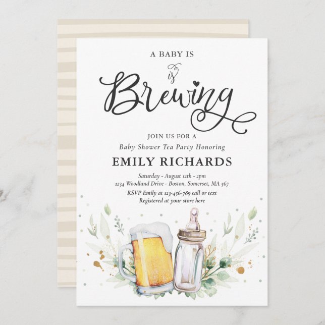 Eine Babynahrung ist die Aufzucht einer Bier-Babyd Einladung (Vorne/Hinten)