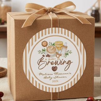 Eine Babyparty braut Kaffee Latte Baby Shower Runder Aufkleber