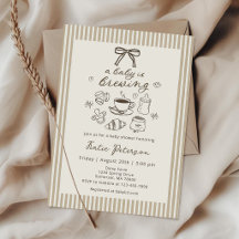 Eine Babyparty-Einladung: Ein Baby braut Kaffee