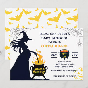 Eine Babyparty zur Halloween-Hexen-Baby-Schwemme Einladung