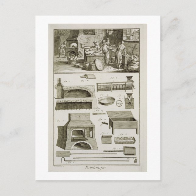 Eine Bäckerei und eine Backenausrüstung, vom Postkarte (Vorderseite)
