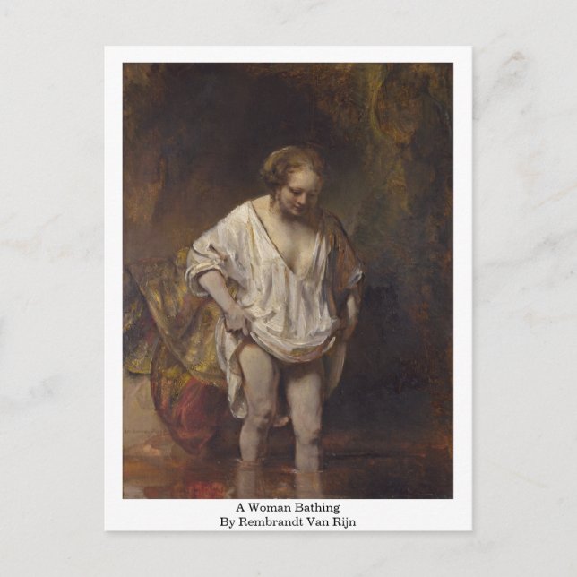 Eine Badewanne für Frauen. von Rembrandt Van Rijn Postkarte (Vorderseite)