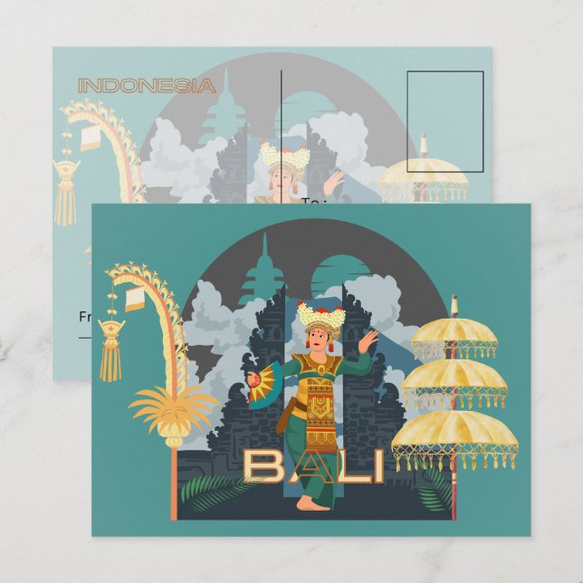 Eine balinesische Girl's Dancer Postcard Feiertagspostkarte (Vorne/Hinten)