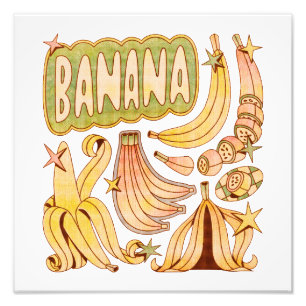 Eine Banane / Illustration von Bananen Fotodruck