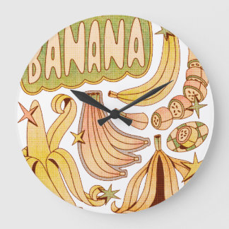 Eine Banane / Illustration von Bananen Große Wanduhr