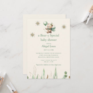 Eine Bärenspezial-Creme-Neutral-Babydusche Einladung