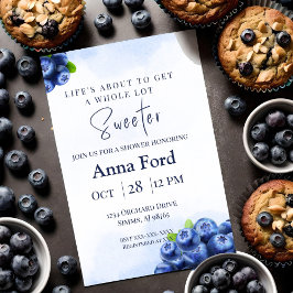 Eine beerenhaft süße Blaubeer-Aquarell-Baby-Party Einladung