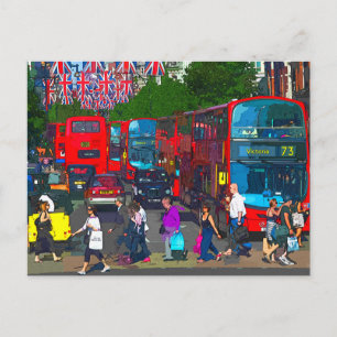 Eine belebte Oxford Street mit Einkaufenden und ro Postkarte
