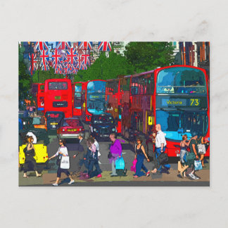 Eine belebte Oxford Street mit Einkaufenden und ro Postkarte