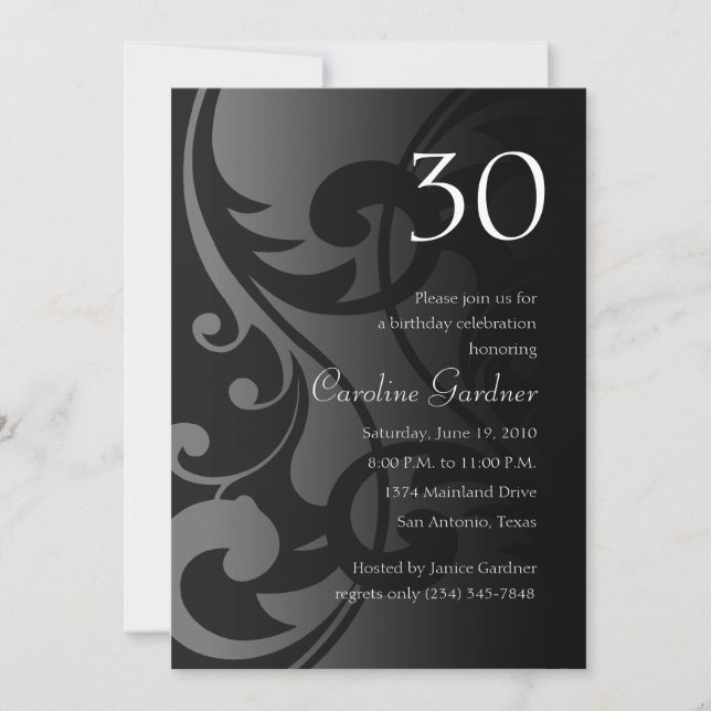 Eine beliebige Zahl zum Geburtstag zeitweilige Ein Einladung (Vorderseite)