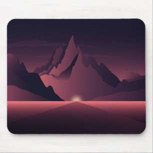 Eine Berg-Sonnenuntergang-Illustration      Mousepad