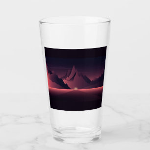 Eine Bergsonnenuntergangs-Illustration Glas