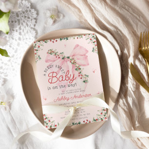 Eine Berry Sweet Baby Pink Bow Girl Babydusche Einladung