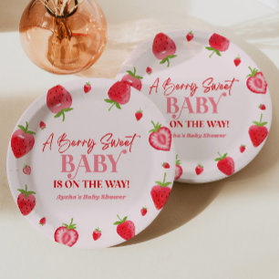 Eine Berry Sweet Baby Strawberry Baby Dusche Pappteller