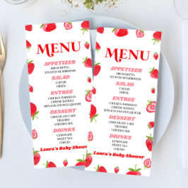 Eine Berry Sweet Baby Strawberry Pink Red Baby Dus Menükarte