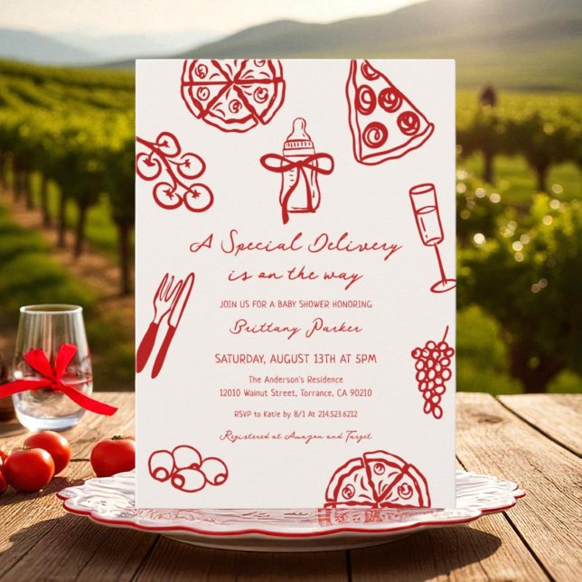 Eine besondere Lieferung auf dem Weg Pizza Baby Du Einladung (Von Creator hochgeladen)