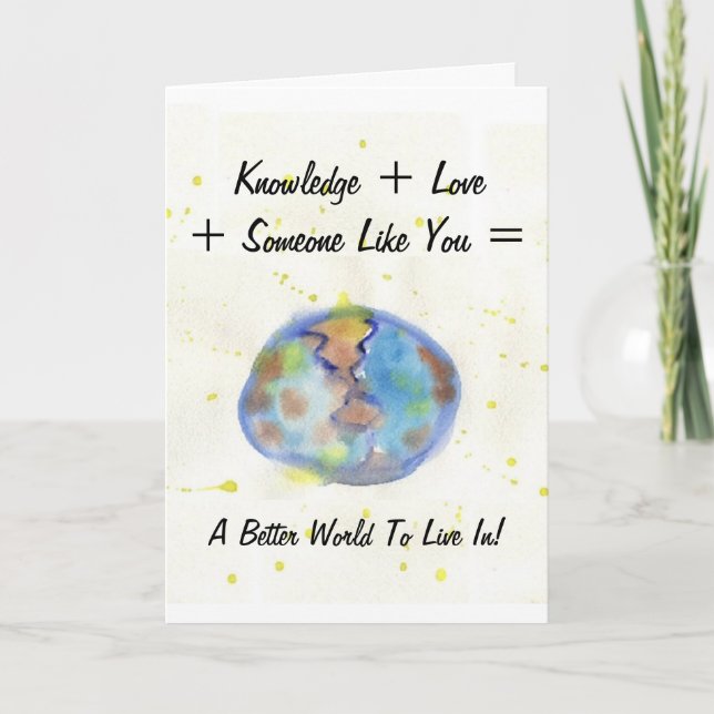 Eine bessere World Watercolor Earth Abschluss Card Karte (Vorderseite)