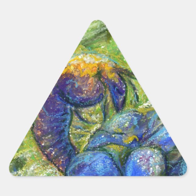 Eine Biene & Vergessen-nicht-Blume Dreieckiger Aufkleber (Vorderseite)