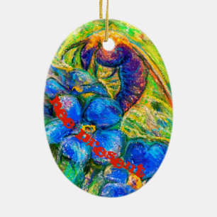 Eine Biene & Vergessen-nicht-Blume Keramik Ornamen Keramik Ornament