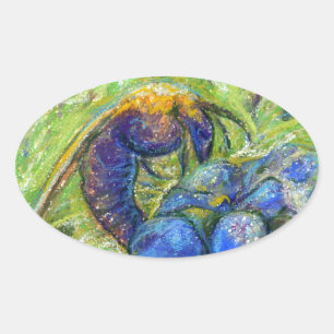 Eine Biene & Vergessen-nicht-Blume Ovaler Aufkleber