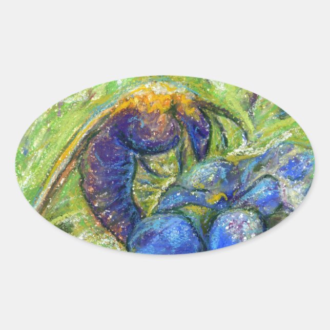 Eine Biene & Vergessen-nicht-Blume Ovaler Aufkleber (Vorderseite)