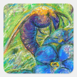 Eine Biene & Vergessen-nicht-Blume Quadratischer Aufkleber