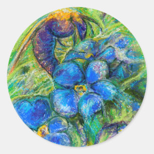 Eine Biene & Vergessen-nicht-Blume Runder Aufkleber