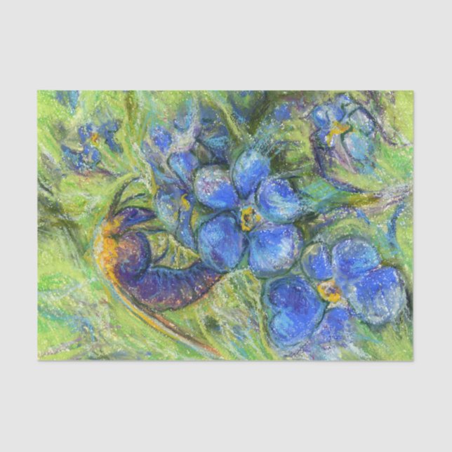 Eine Biene & Vergessen-nicht-Blume Seidenpapier (Vorderseite)