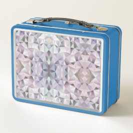 Eine blaue Lunchbox mit einem kaleidoskopischen ge