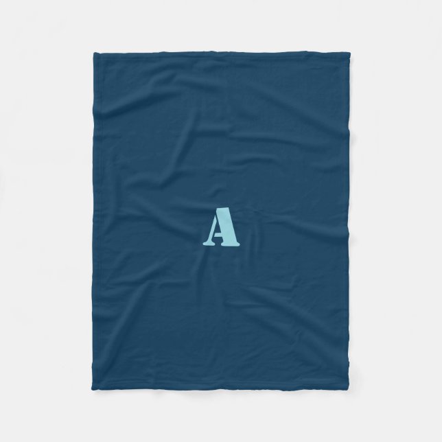 Eine blaue Monogramm-Dunkelblaue Fleece-Decke Fleecedecke (Vorderseite)
