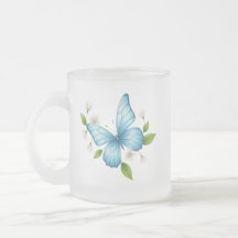 Eine blaue Schmetterling-Frostglas-Tasse