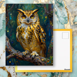 Eine blaue und goldene Eule In Kontakt bleiben Postkarte