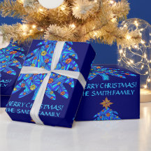 Eine blaue Weihnachtsbaumkunst personalisieren Die