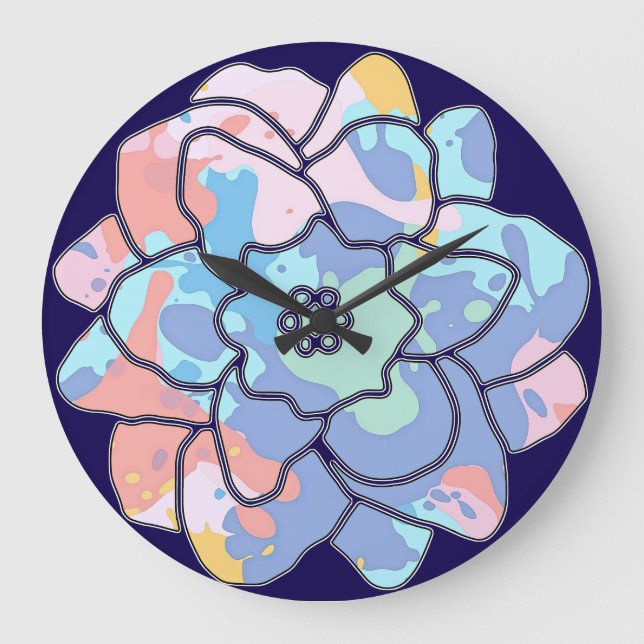 Eine Blume aus Farbflecken Große Wanduhr (Vorderseite)
