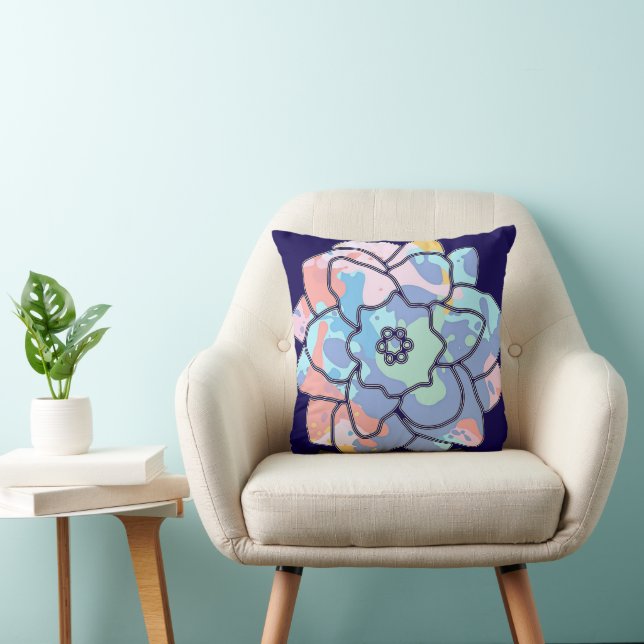 Eine Blume aus Farbflecken Kissen (Stuhl )