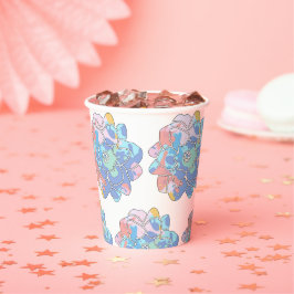 Eine Blume aus Farbflecken Pappbecher