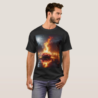 eine Blume, die mit Vollmond im Wasser schwimmt T-Shirt