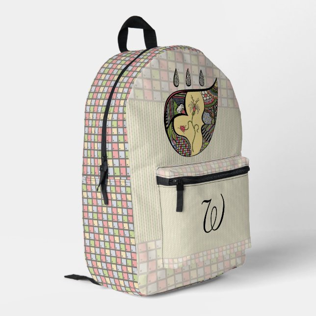 Eine Blume innerhalb Bedruckter Rucksack (Rückseitige Ecke links)