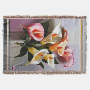 Eine Blüte von Calla Lilies in Pastellfarben Decke