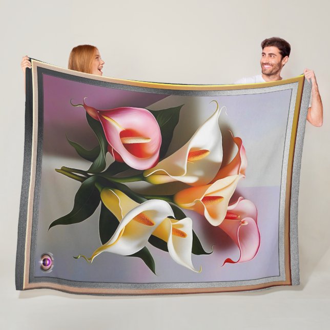 Eine Blüte von Calla Lilies in Pastellfarben Fleecedecke (Beispiel)