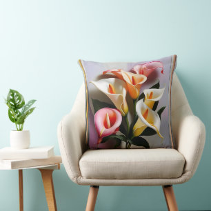 Eine Blüte von Calla Lilies in Pastellfarben Kissen