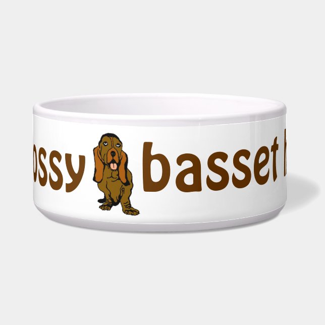 Eine Bossy Basset Hound-Hundeschüssel Napf (Vorderseite)