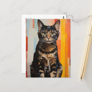 Eine braune Tabby-Katze Postkarte