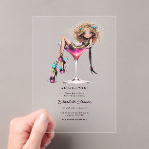Eine Braut in einem winzigen glamourösen Martini-J Acryleinladungen