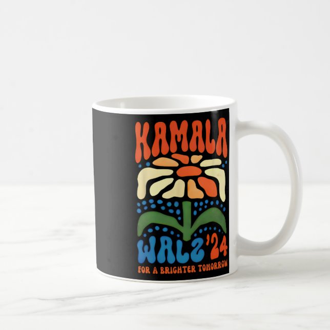 Eine Brighter Tomorrow Boho Ästhetik Kamala Waltz  Kaffeetasse (Rechts)