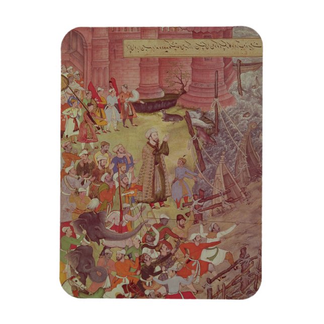 Eine Brücke der Boote, gebrochen von Akbar (r.1556 Magnet (Vertikal)