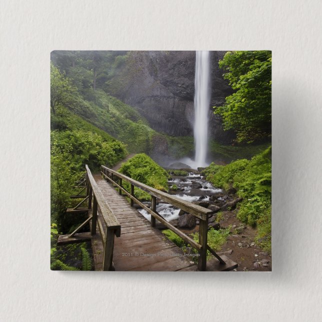 Eine Brücke in Columbia River und Latourell Fällen Button (Vorderseite)